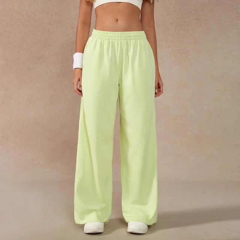 Women's Baggy Wide-Leg Pants – Pocket Design, Elastic Waist & Side