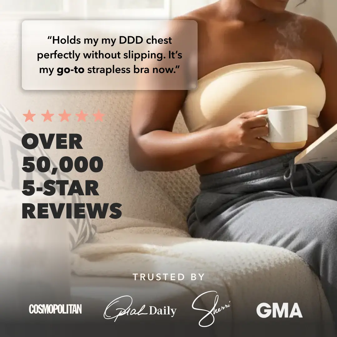 Shapermint Truekind Convertible Strapless Bandeau Bra with Wireless Comfort, Anti-Slip Grip & Removable Straps