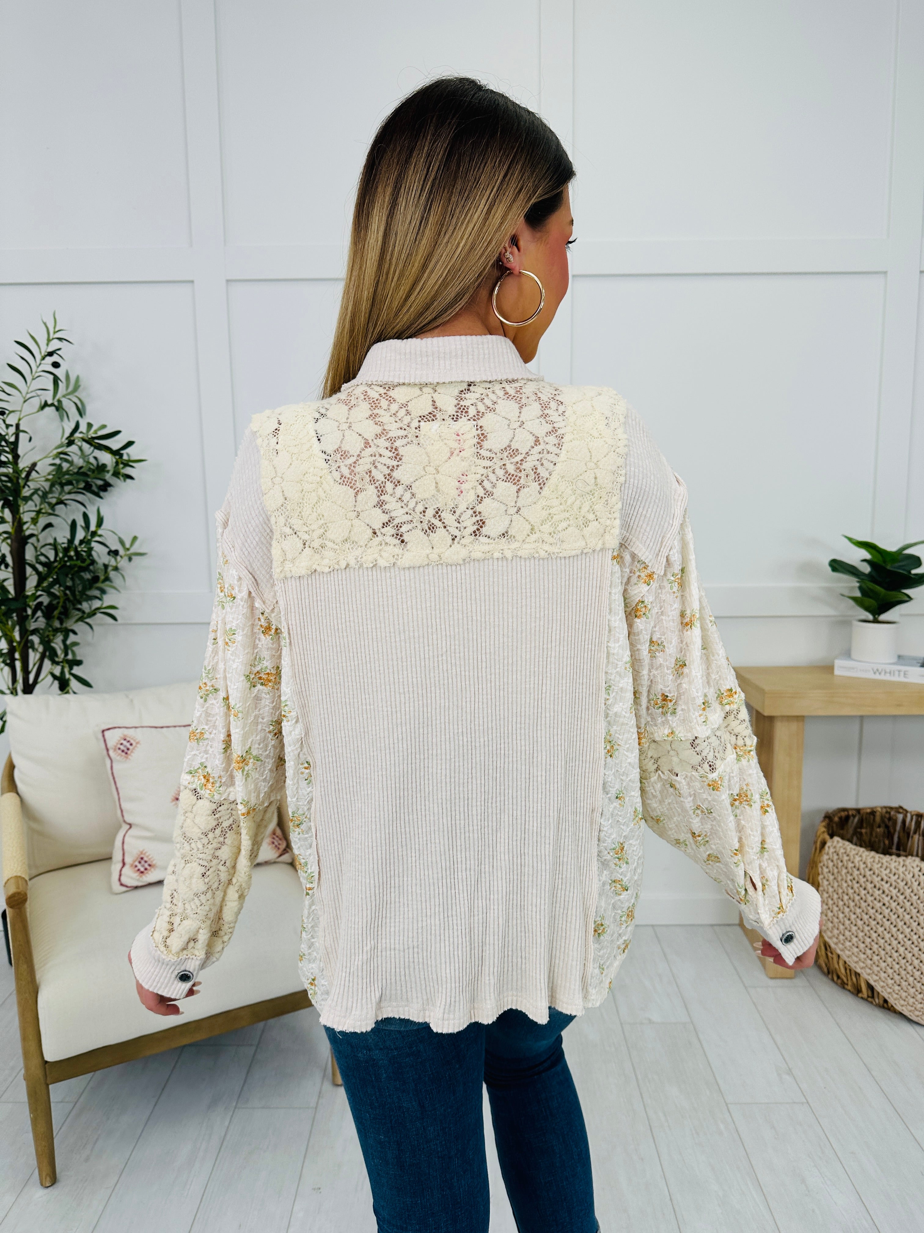 Sweet Stitch Serenity Shacket In Ivory Multi
