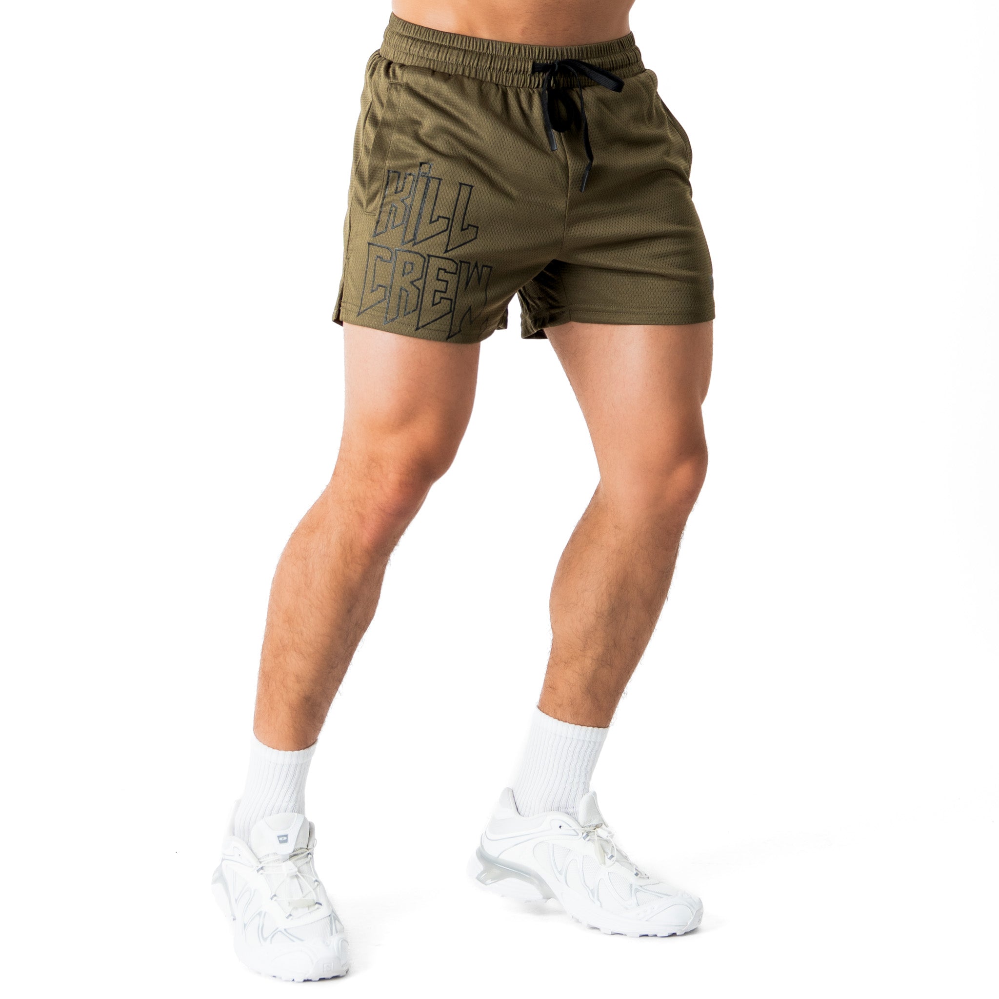 MUAY THAI SHORTS (MID THIGH CUT) v1 - OLIVE