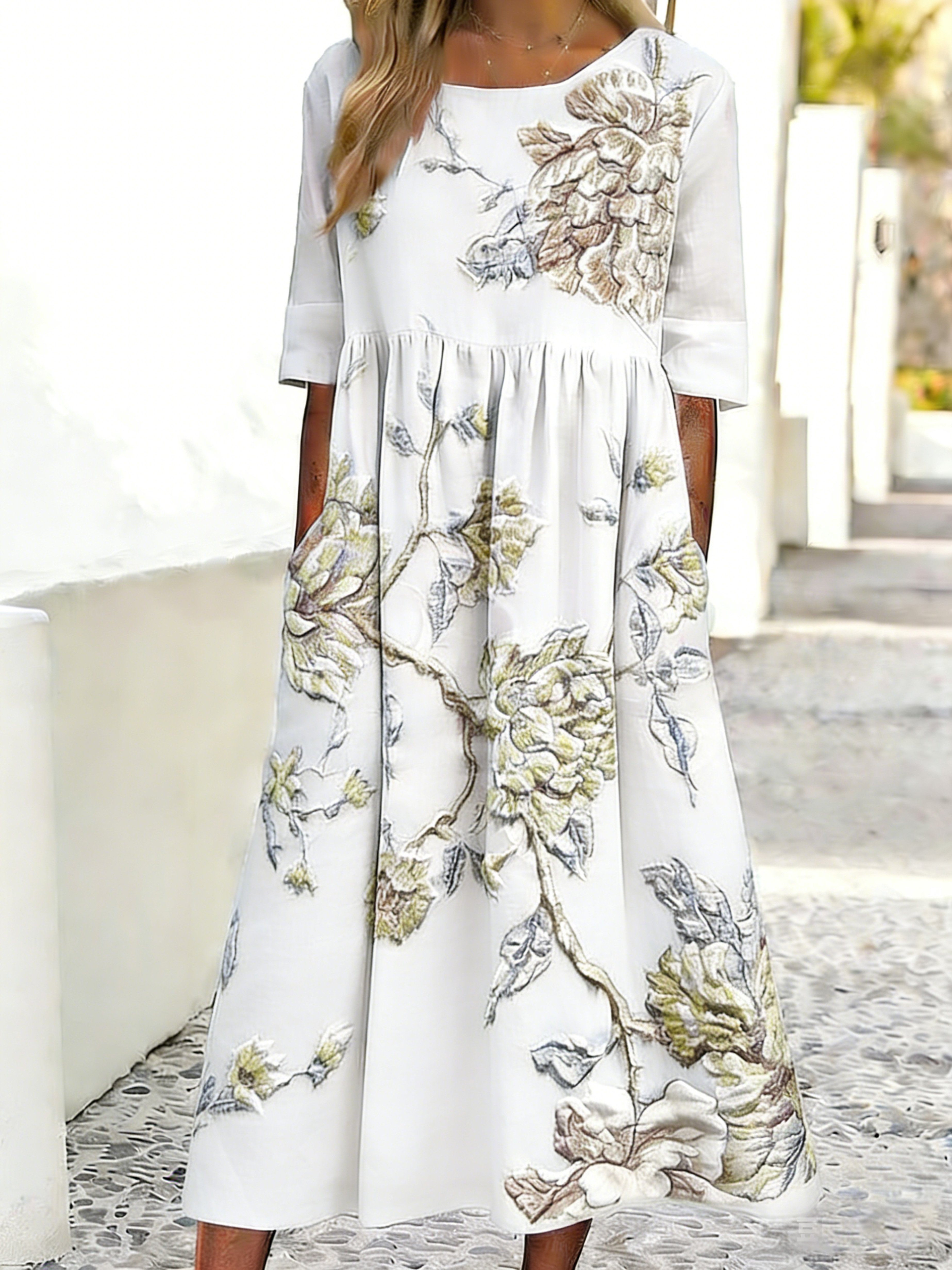 Women's vintage floral print elegant dress- Fast Shipping