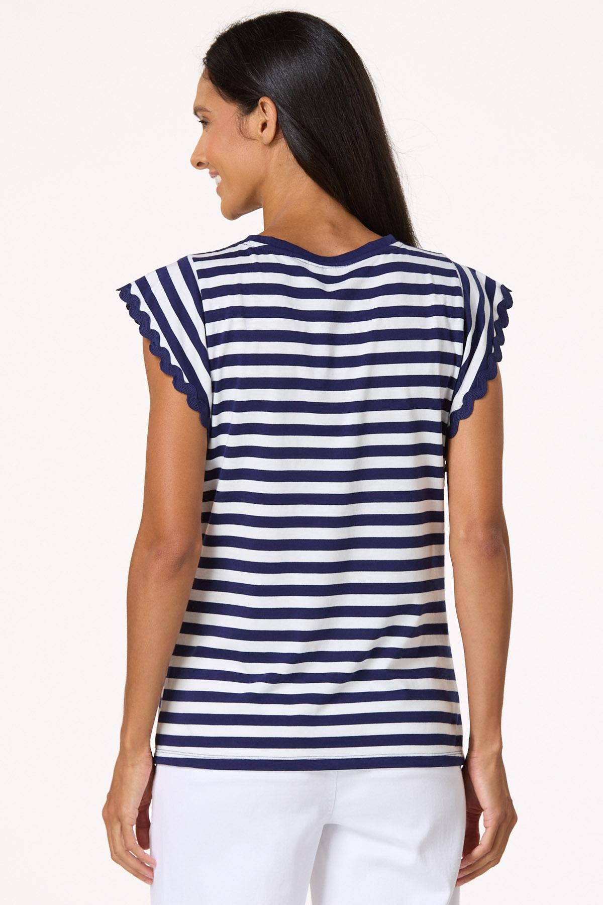 Stripe Ric Rac Trim Top