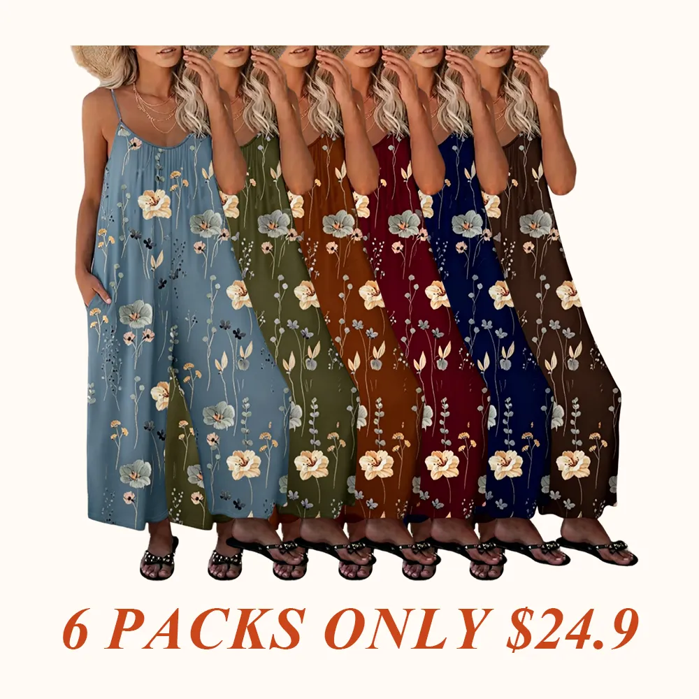 Comfortable Loose Jumpsuit, Perfect Vacation Selection, Just Right Pocket Design, U Neck Ruched Fit