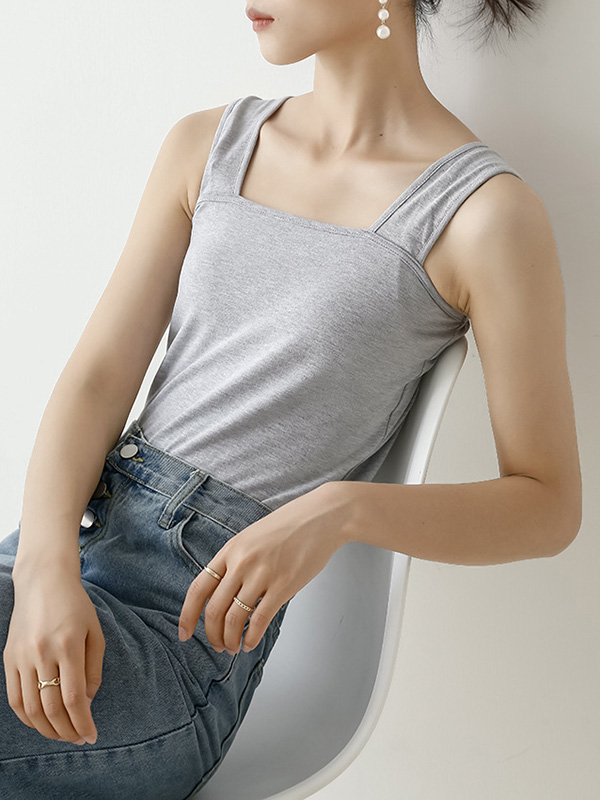 Casual Simple 6 Colors Square-Neck Sleeveless Vest
