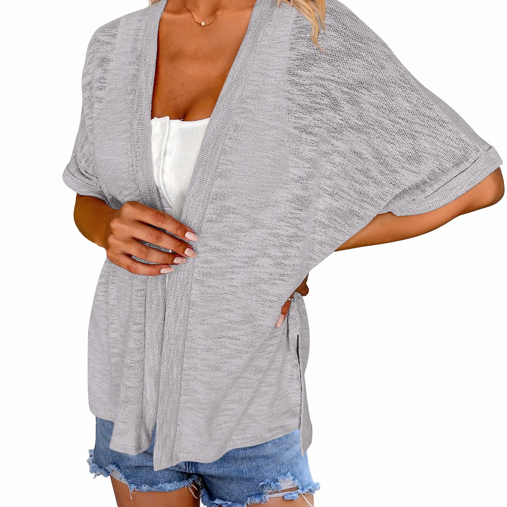 【Stock Up Deals】Women’s Lightweight Summer Open Front Short Sleeve Cardigan Cover Up