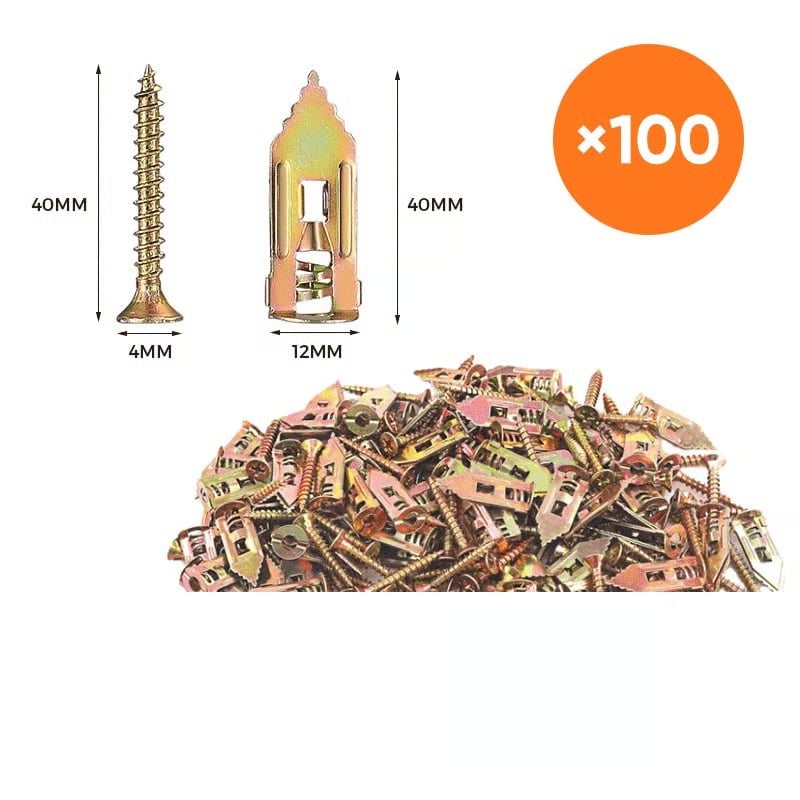 Drywall Expansion Anchors + High Strength Zinc Screws Kit (Pack of 100)