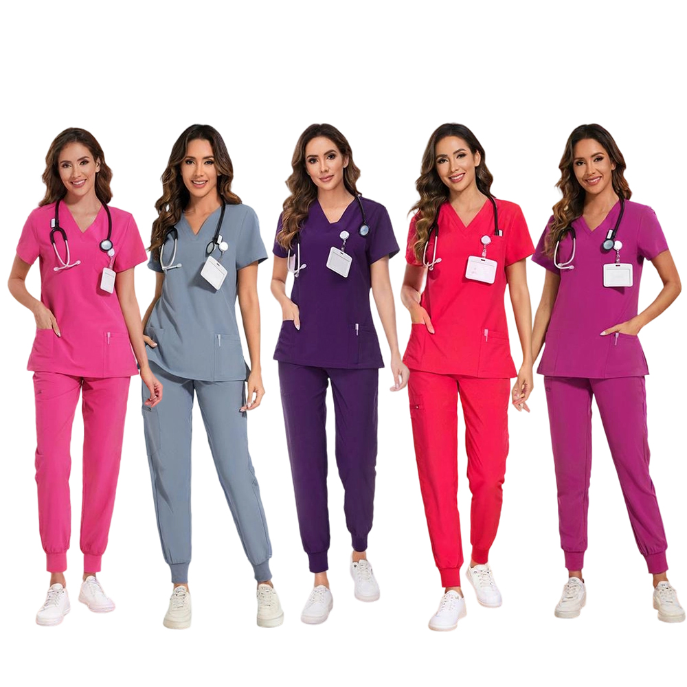 Set for Women - Stretch V-Neck Scrub Top & Jogger Pant with 8 Pockets COZY SCRUBS
