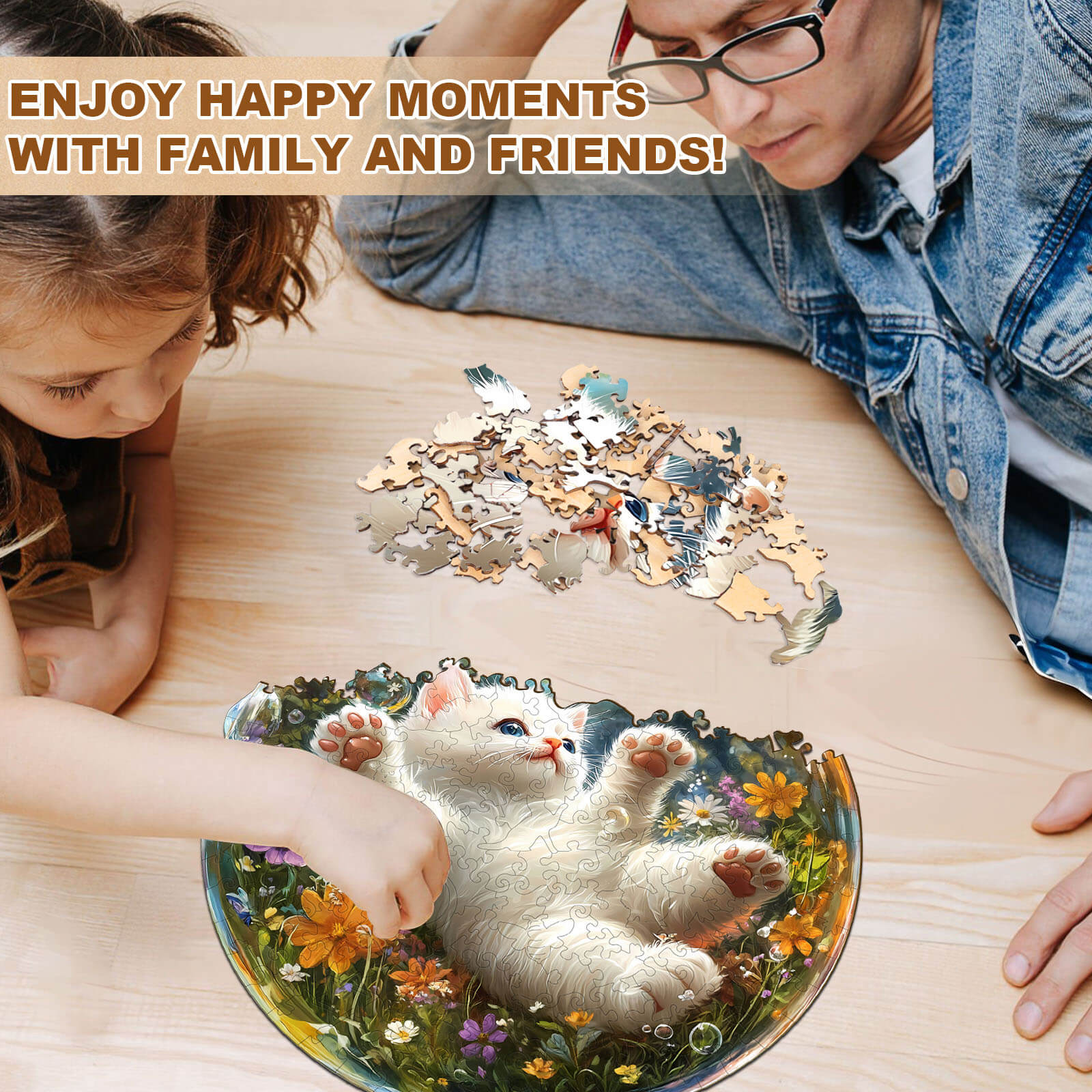 Bubble Cat-1 Wooden Jigsaw Puzzle