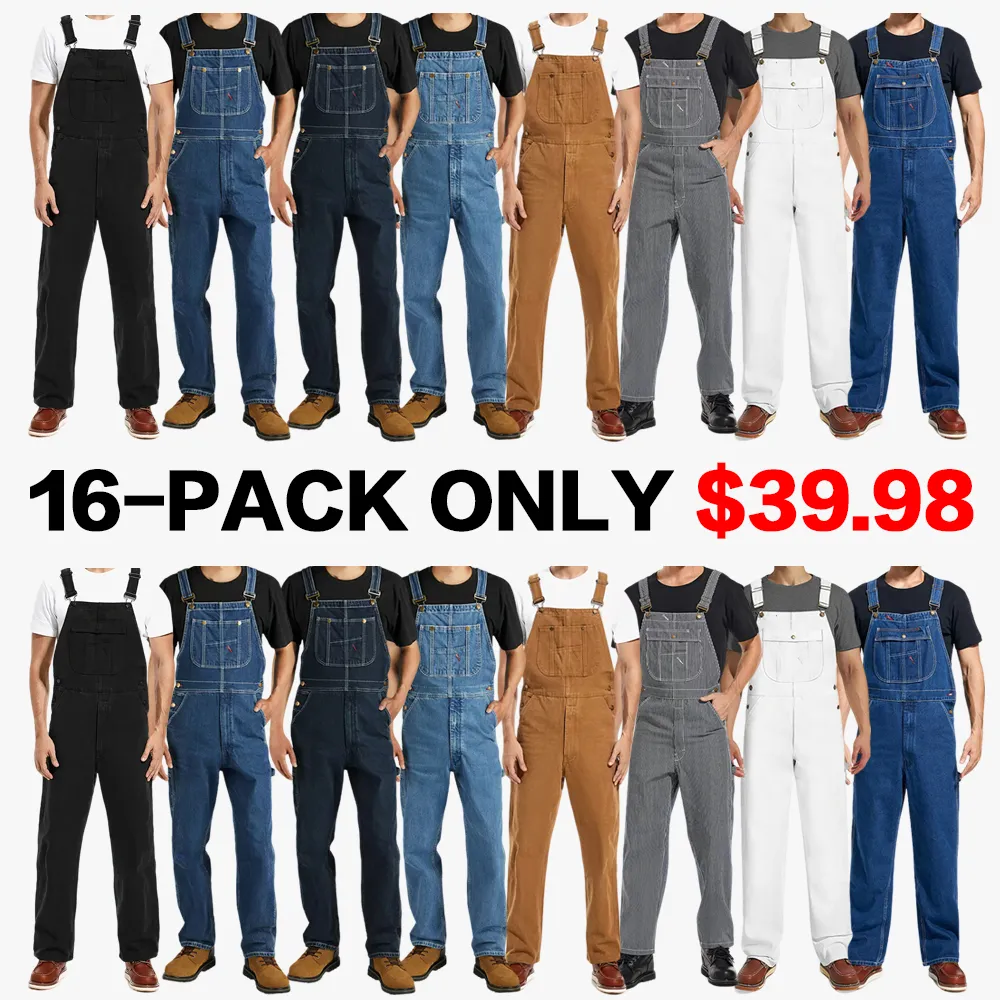 Men's Denim Bib Overalls, Men's Overalls Workwear with Adjustable Straps and Convenient Tool Pockets