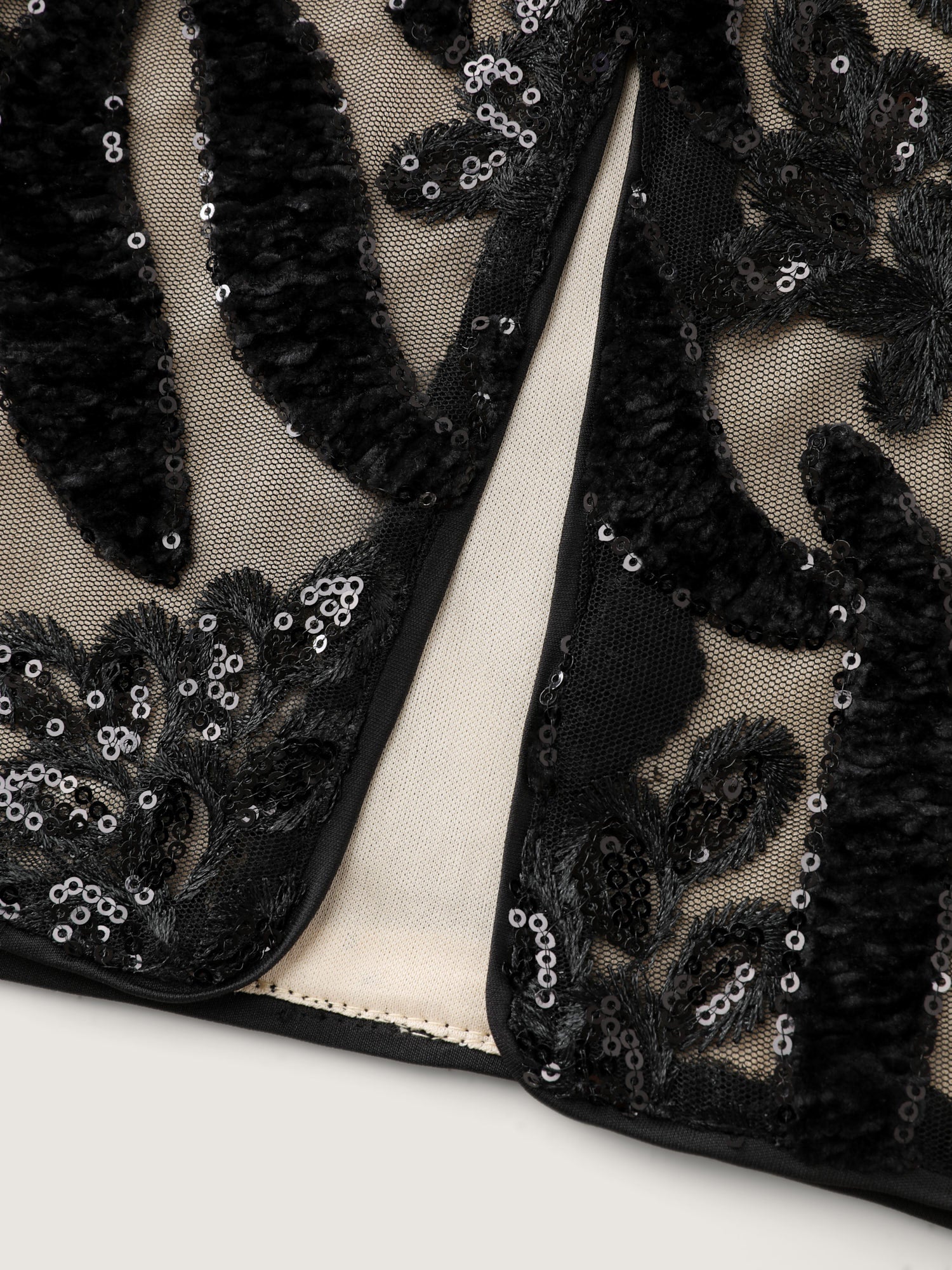 Sequin Mesh Belted Waist Mini Dress