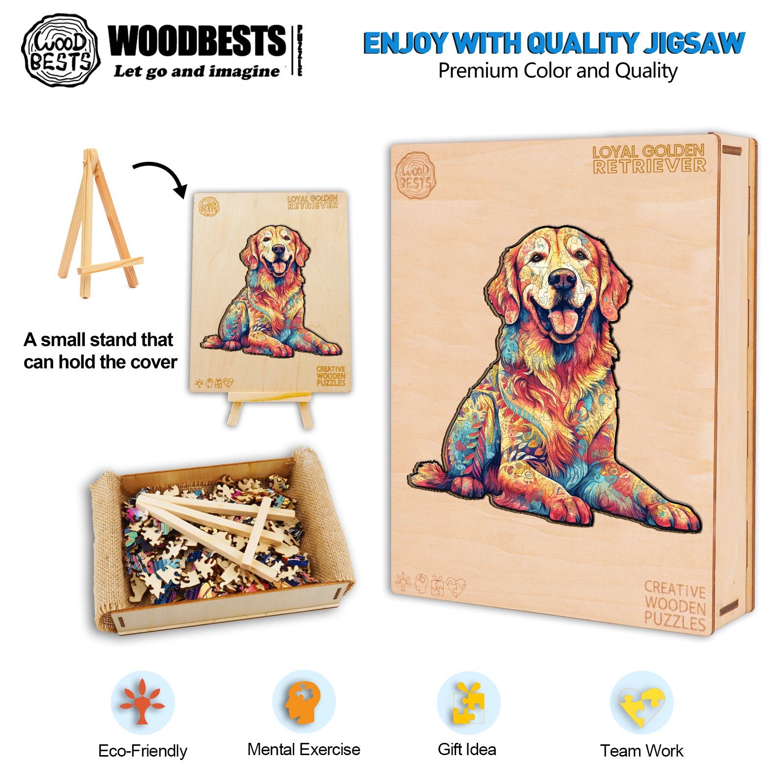 Loyal Golden Retriever Wooden Jigsaw Puzzle