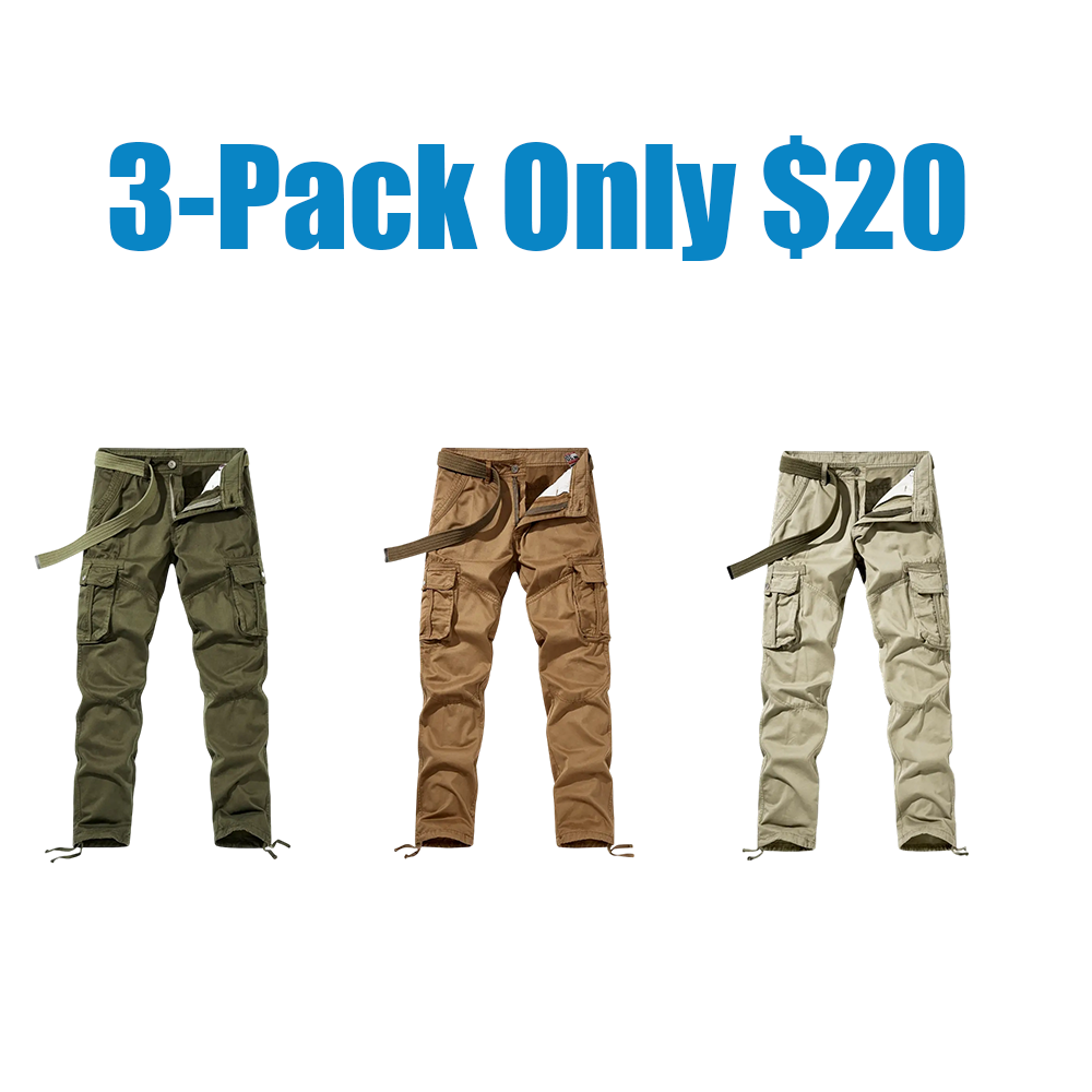 Workwear pants for spring and autumn, men's fashion trend pants, men's multi-pocket casual long pants