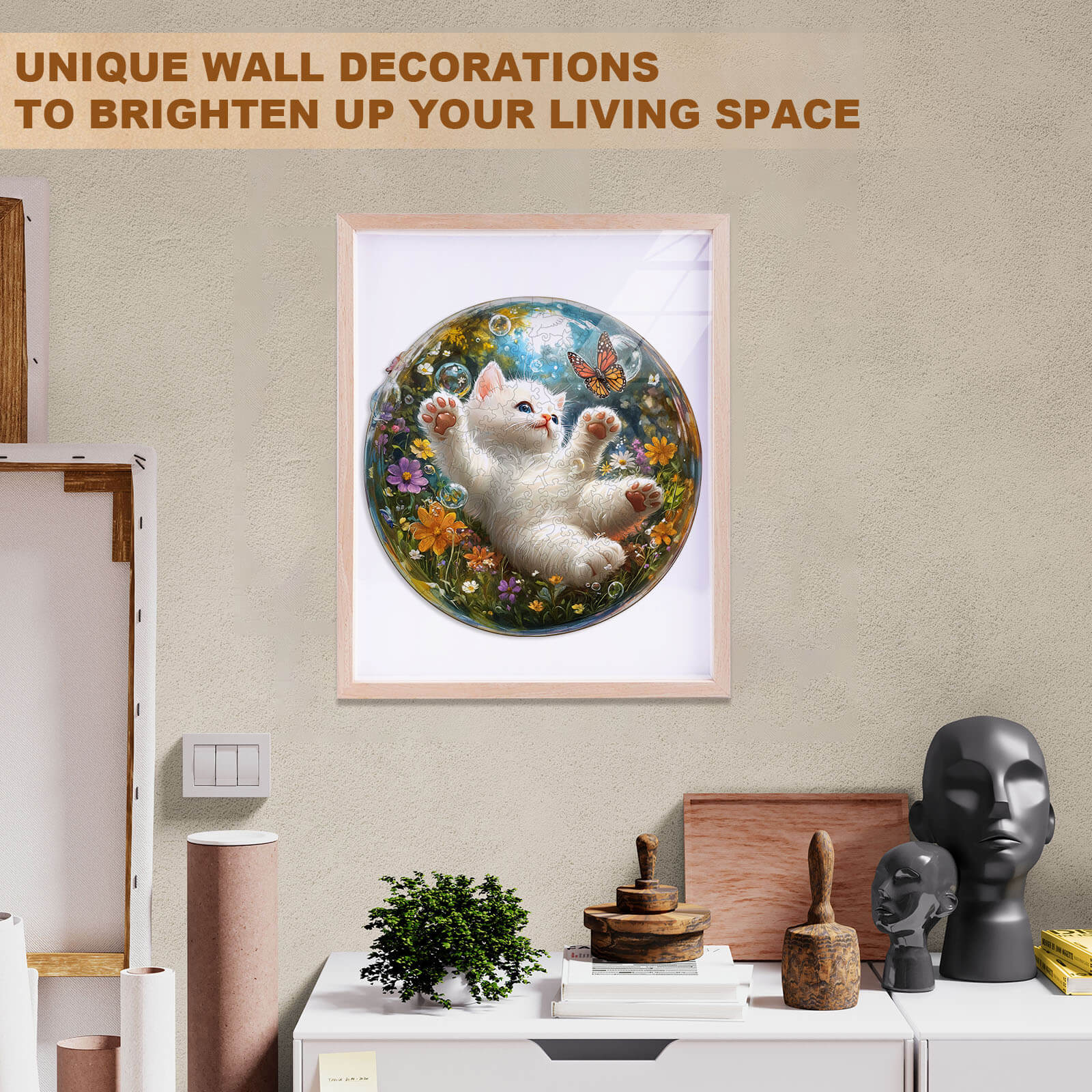 Bubble Cat-1 Wooden Jigsaw Puzzle