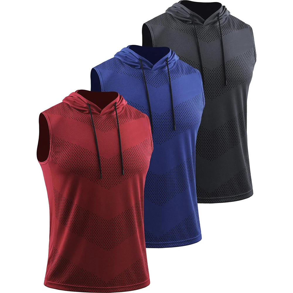 Men's Workout Tank Tops 3 Pack Sleeveless Running Shirts with Hoodie Sports Fitness Vest Sports Vests SpringStatements