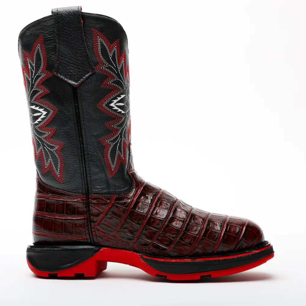 Black Cherry American Gator Belly Leather Boots With 3D Lightweight Sole - Composite Toe