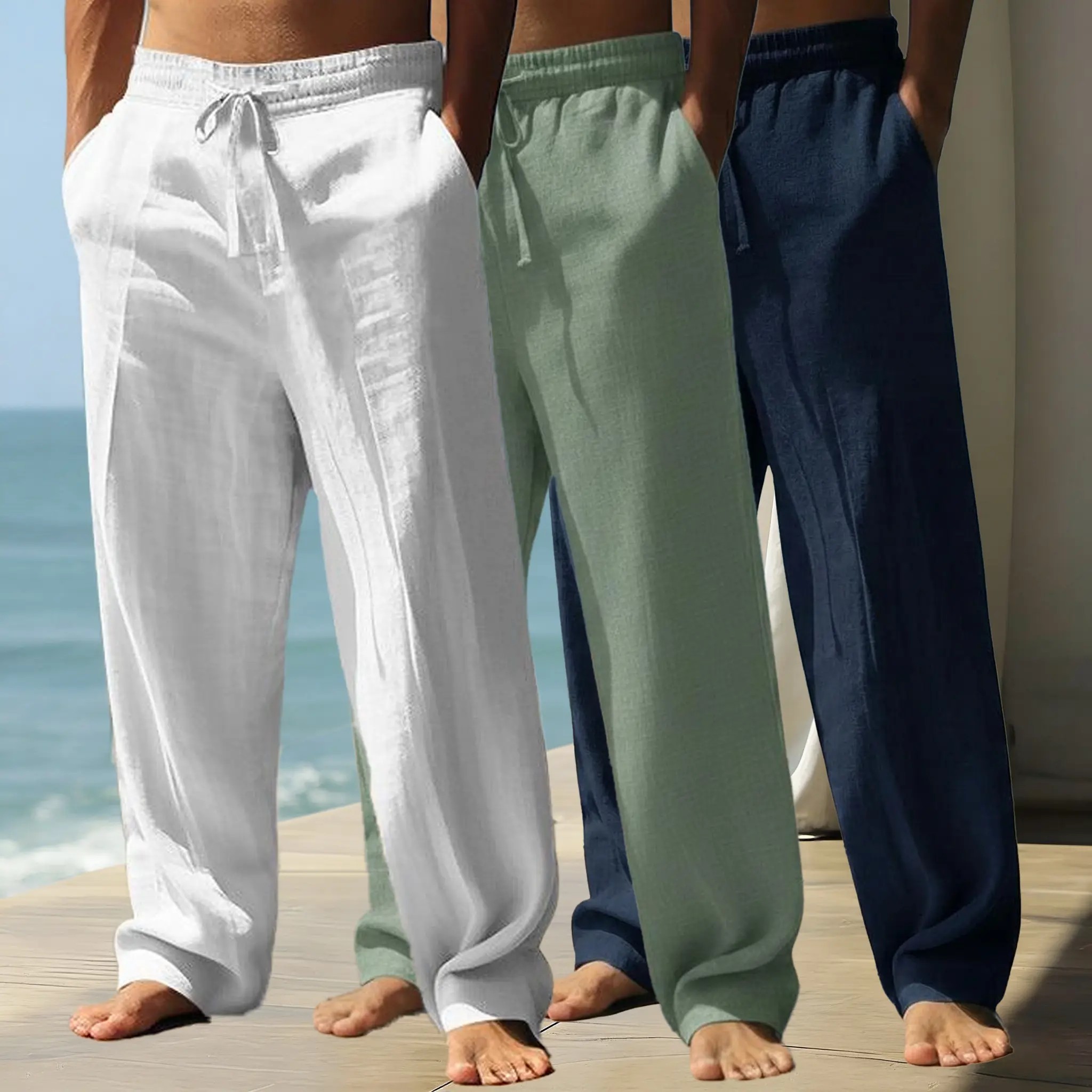 Men’s Lightweight Casual Drawstring Straight-Leg Pants