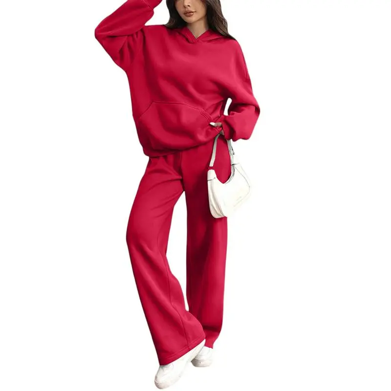 Women's Hooded Sweatshirt & Pants Casual Comfy Loungewear Set