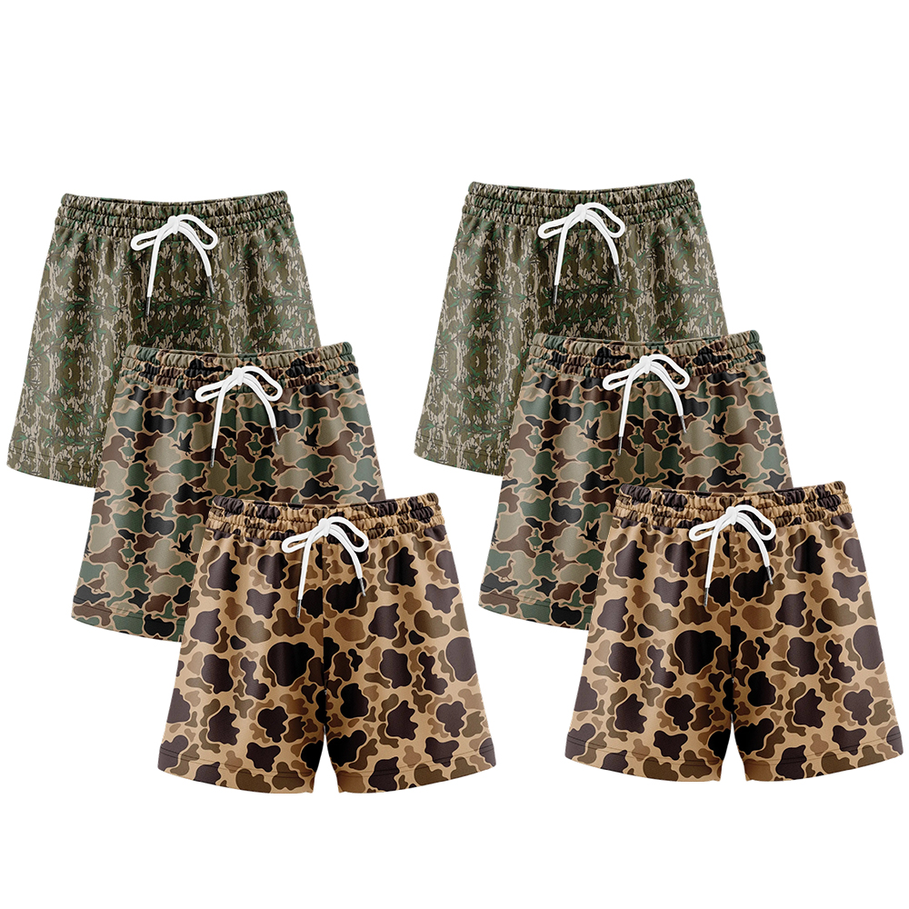 Pack 6 Duck Hunting Camo Shorts - 5 Inch Inseam Camo Mesh Design for Men & Women Ideal Gym Wear & Gifts Breathable & Comfortable