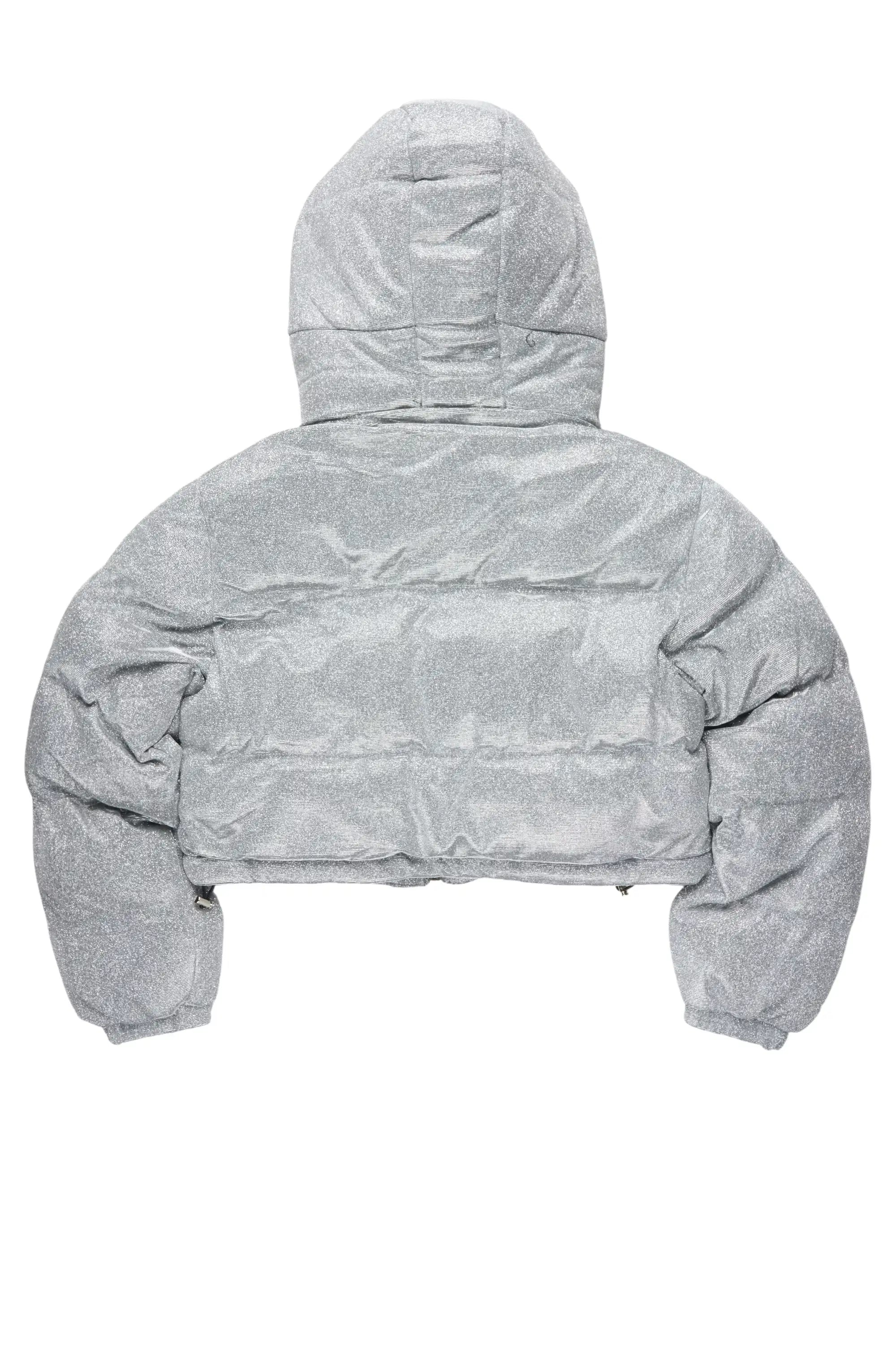 Meranda Silver Glitter Puffer Jacket