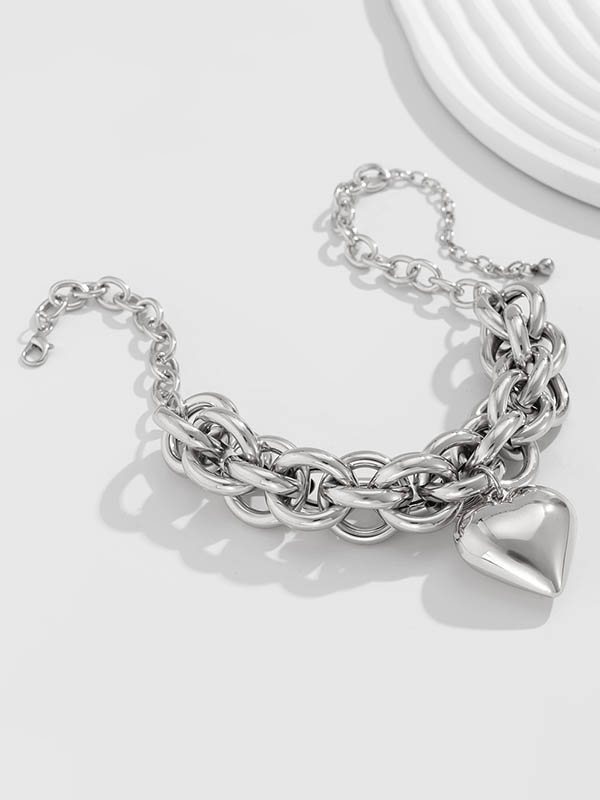 Chains Heart Shape Solid Color Necklaces Accessories