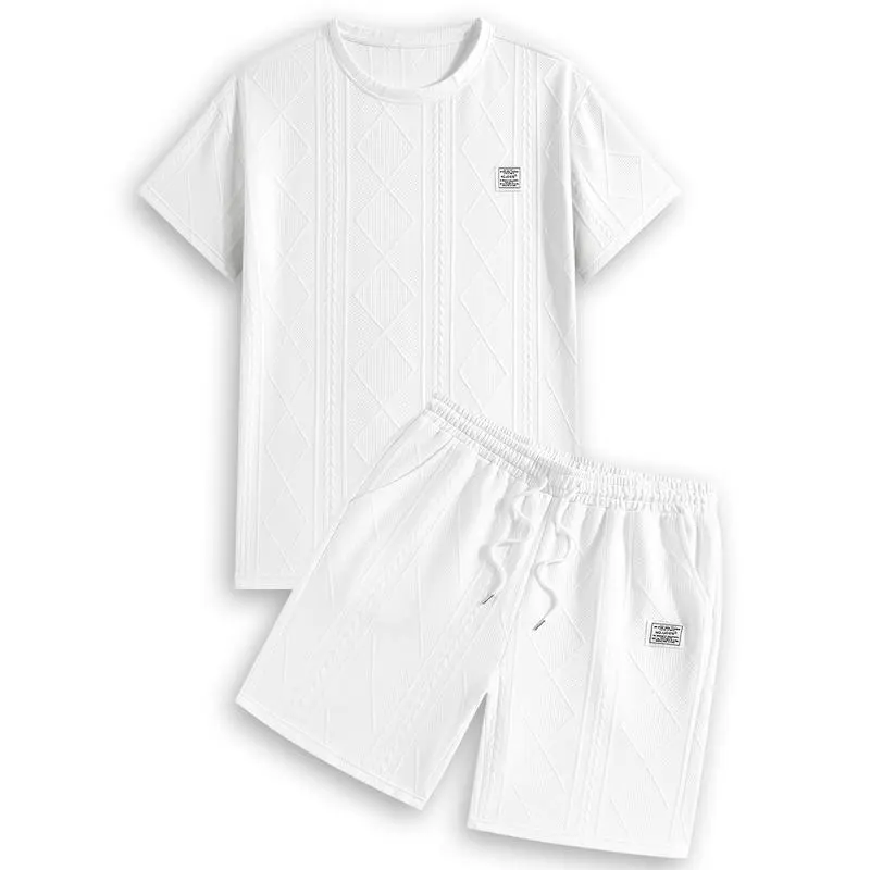 Men's Summer Casual Sports Suit 2-Piece texture Set