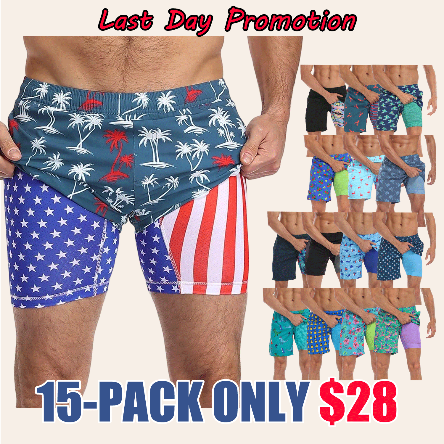 Men’s Swim Trunks with Compression Liner – Quick Dry Performance Shorts