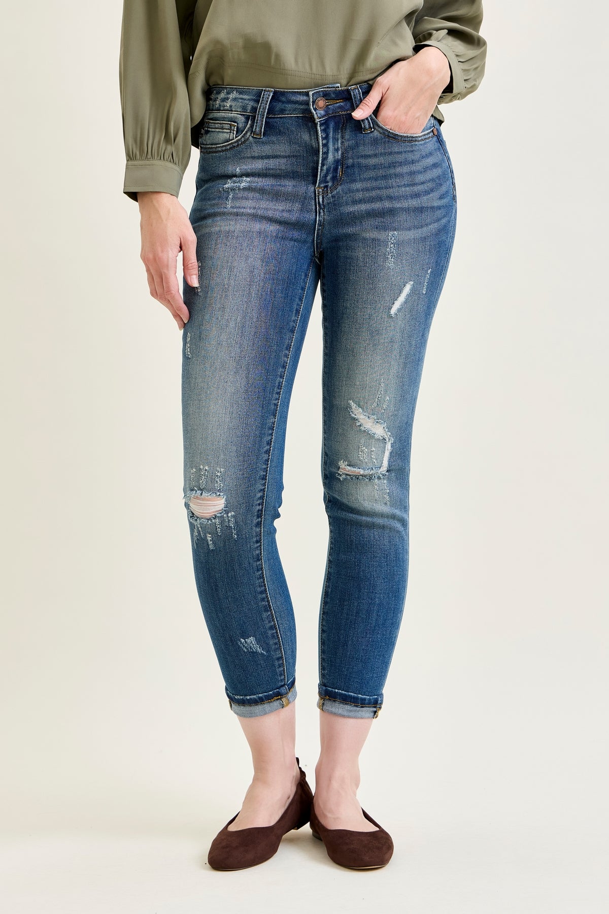 Angie Relaxed Fit Distressed Jeans