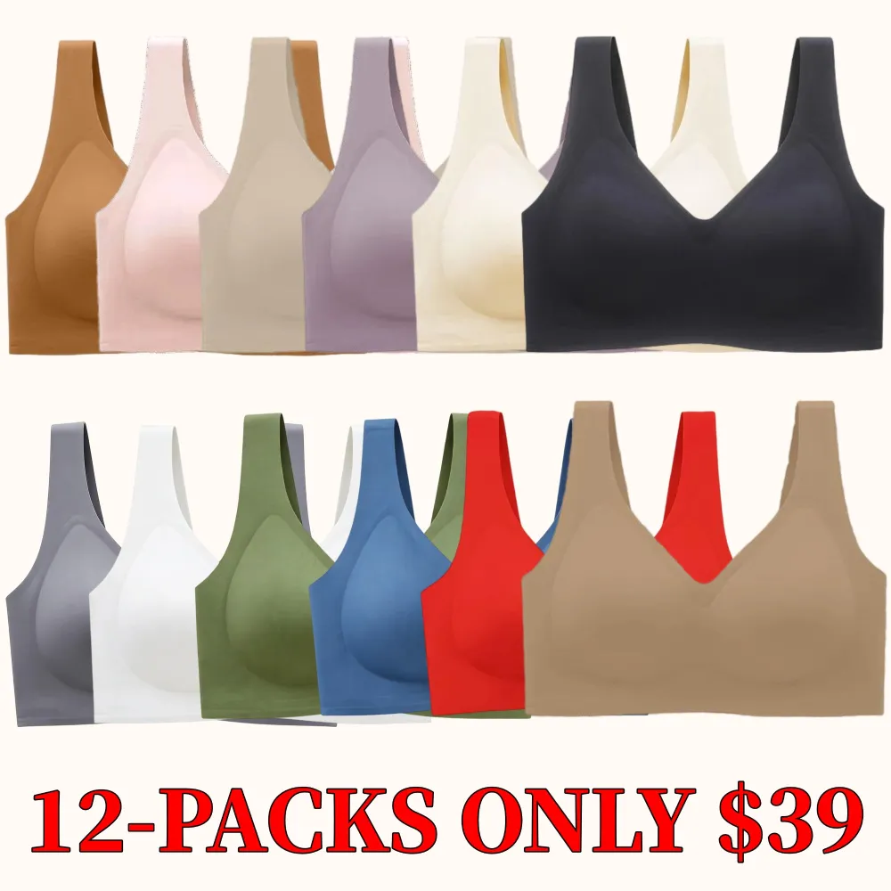 Women's seamless red wire-free soft bra