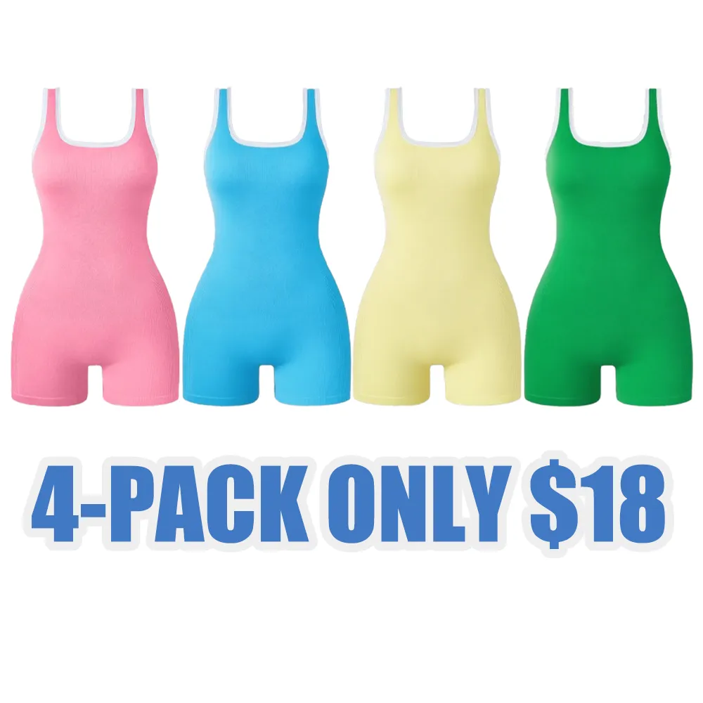 Lady's Sleeveless Solid-color Close-fitting  Rompers