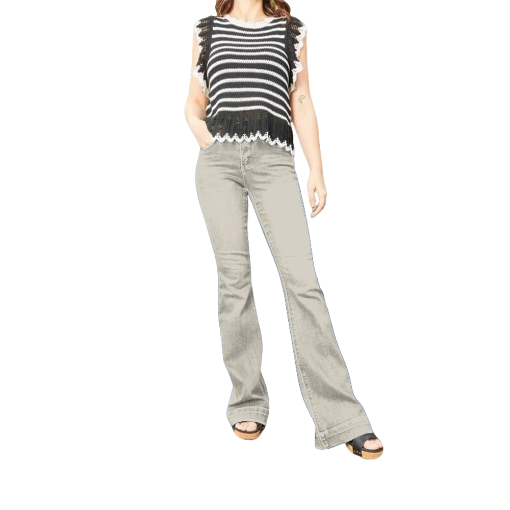 Mid-Rise Tummy Control Flare Denim Fit Jean Womenswear Bottom