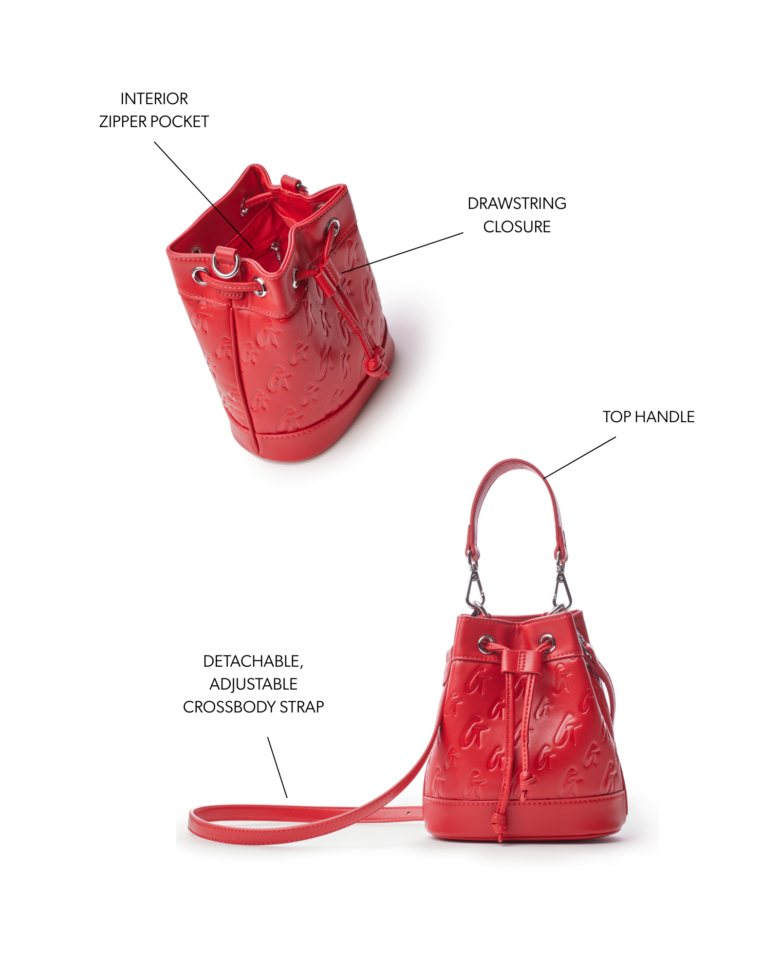 MINI MONOGRAM BUCKET BAG - RED
