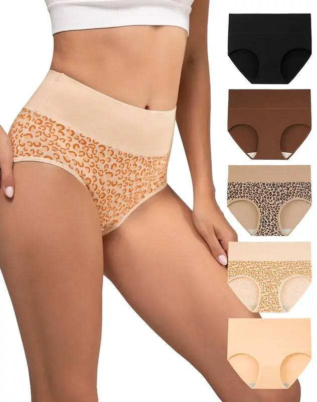 Women's High Waisted Cotton Panties 5-Pack