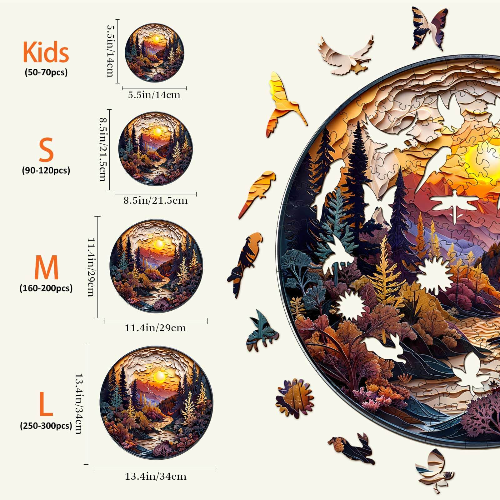 Sunset Forest Wooden Jigsaw Puzzle