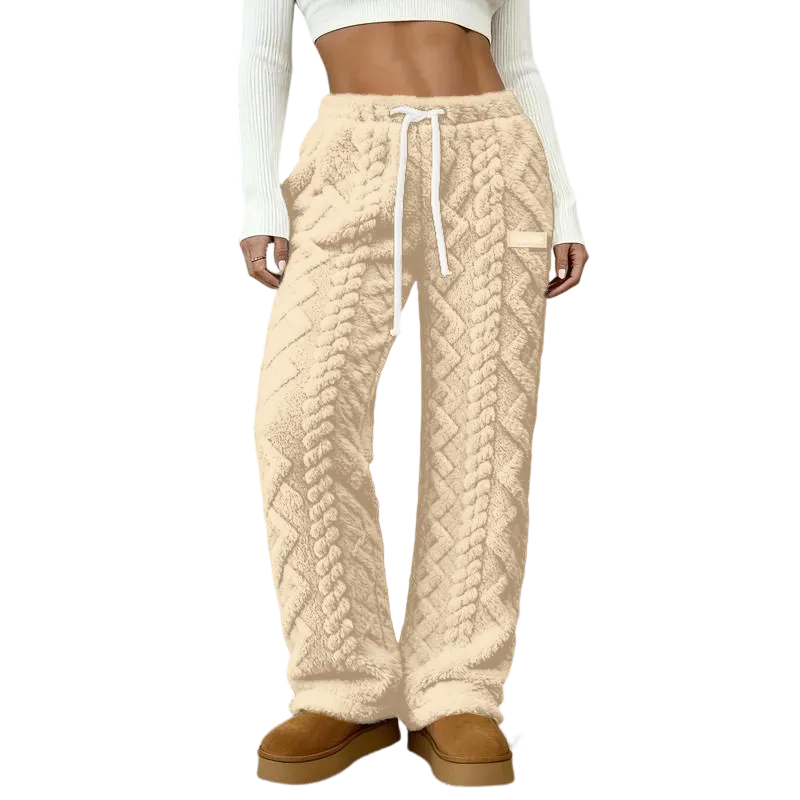 Women's fleece sweatpants, cable knit trousers