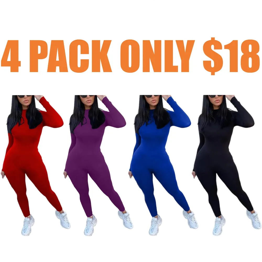 Women's Solid Round Neck Skinny Jumpsuit