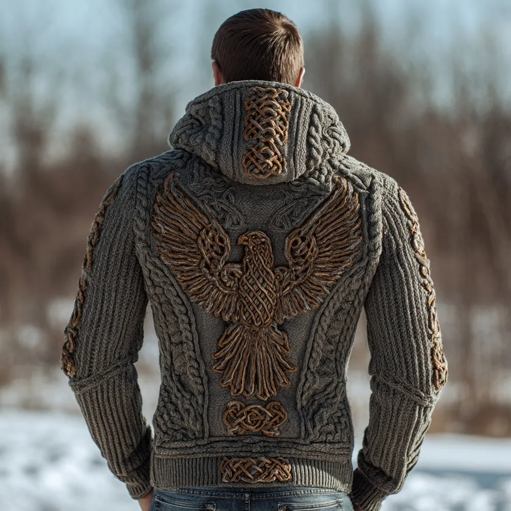 Men's Viking Tribal Eagle Celtic Cozy Hooded Sweater