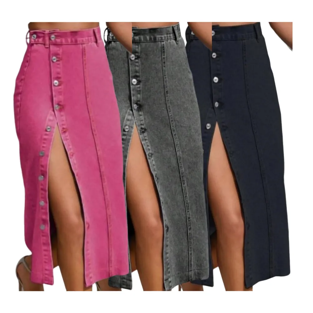 Women's Button Front Denim Skirt