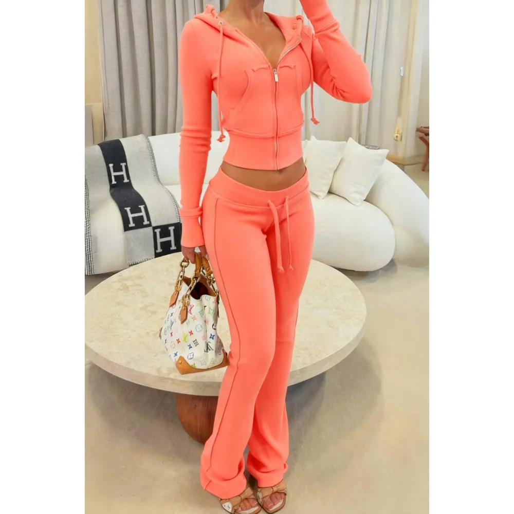 Women's Cropped Zip-Up Two-Piece Set