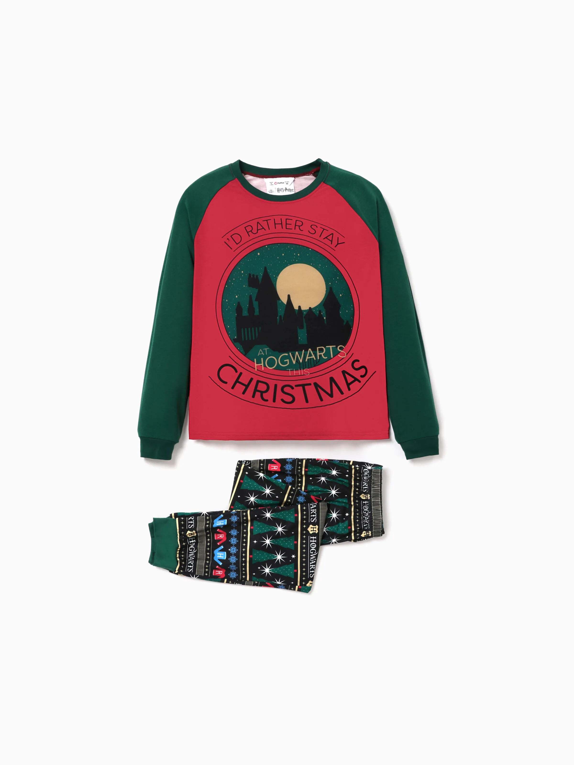 Family Matching Christmas Hogwarts Graphic Pajamas Sets with Christmas Socks