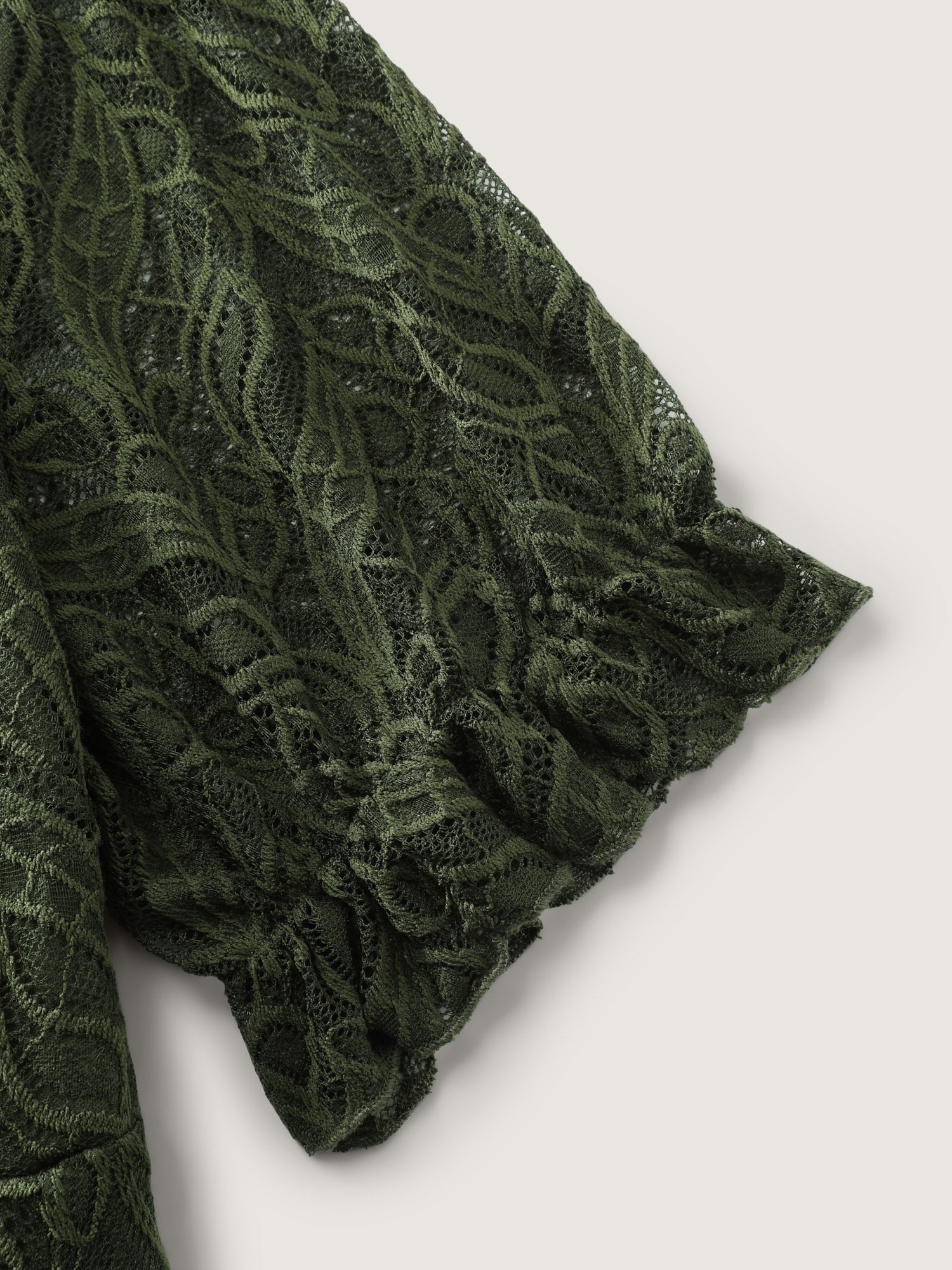 Mock Neck Lace Pockets Midi Dress