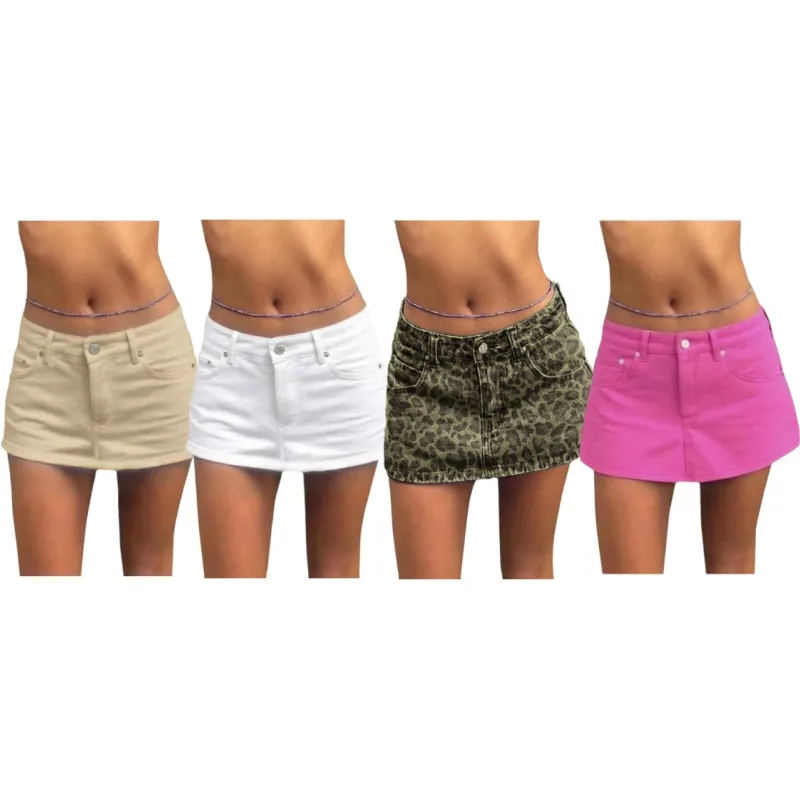 Stretchy Mid Waist Y2K Sexy Denim Mini Skirts (Just $3 Each!)