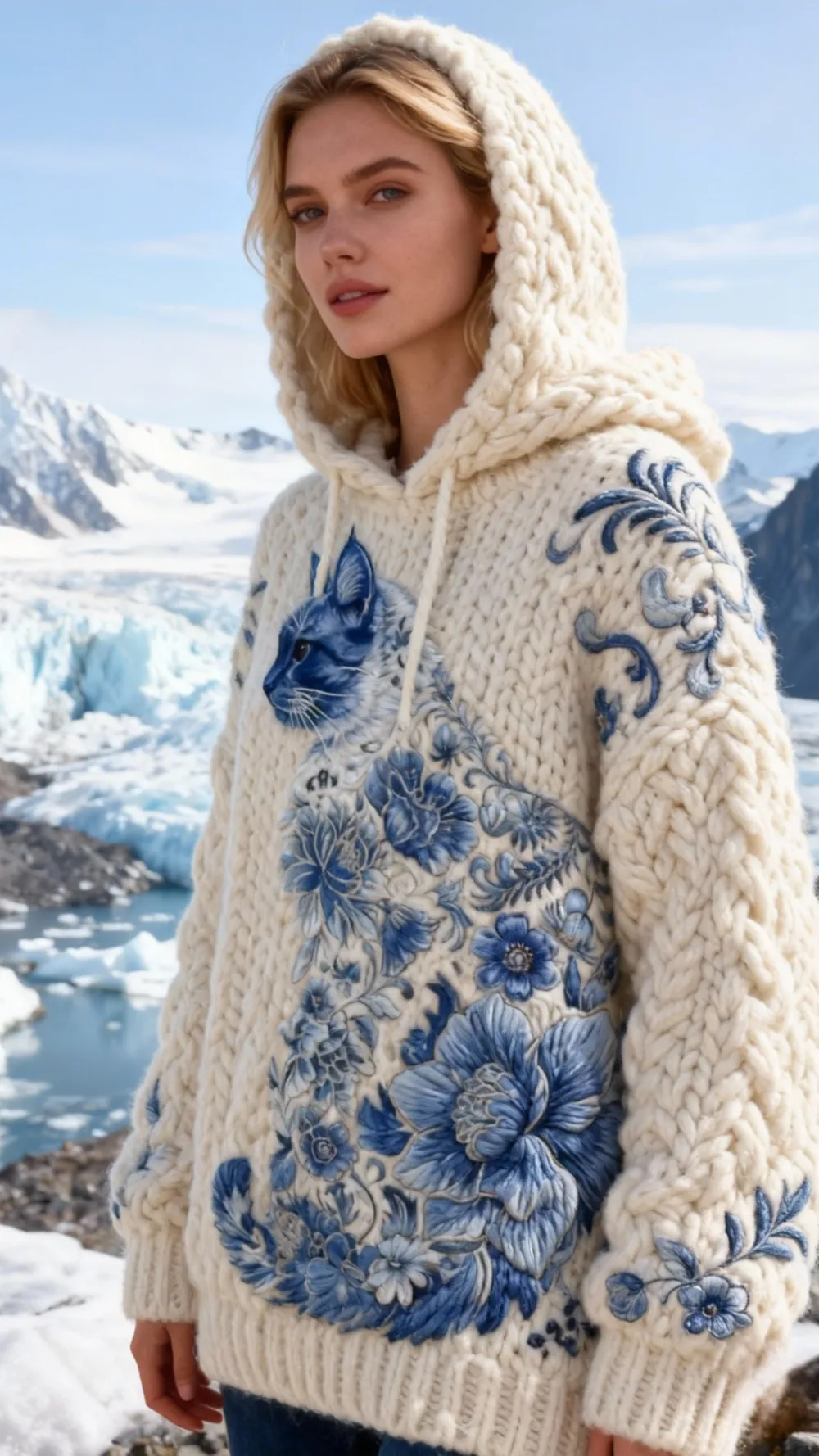 3 PCS $17.97 Women's Artistic Animals Line Knit Hooded Sweater