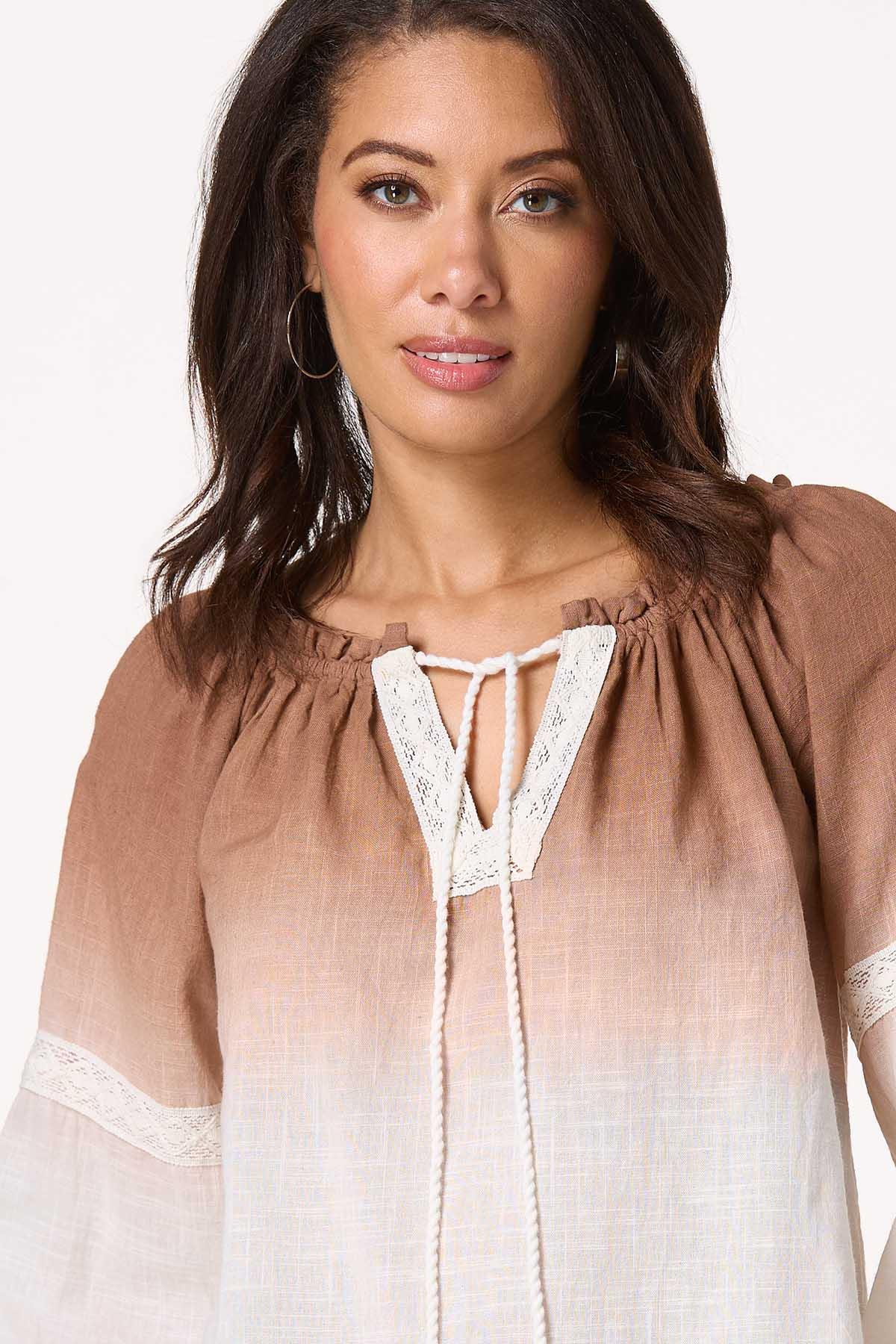 Dip Dye Lace Trim Poet Top