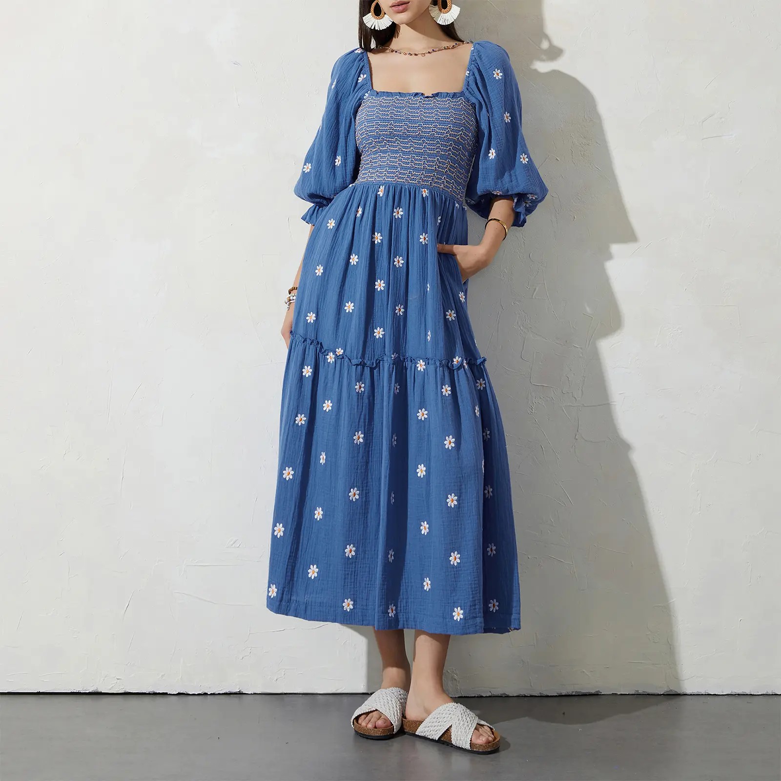 Women’s Satin Backless Midi Dress – Spaghetti Strap Split Flowy Dress