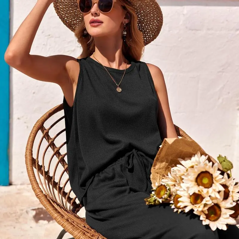 Women's 2-Piece Waffle Lounge Set