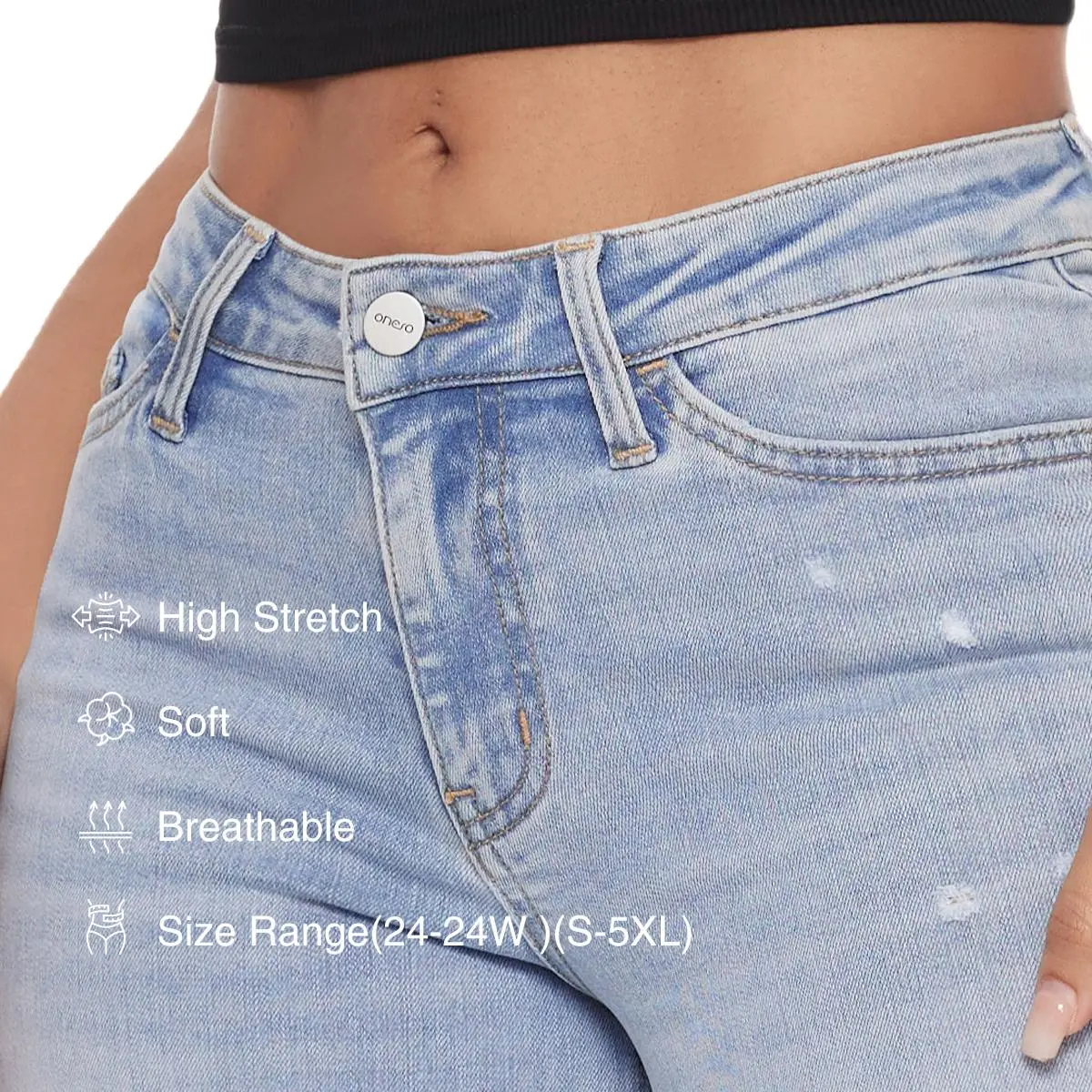 Women’s Baggy Distressed Jeans – Relaxed Streetwear Fit