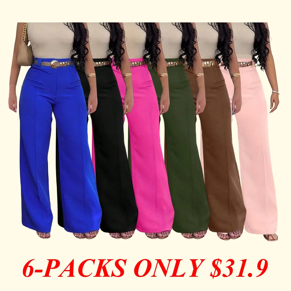 Women's Plain Pocket Wide Leg Pants