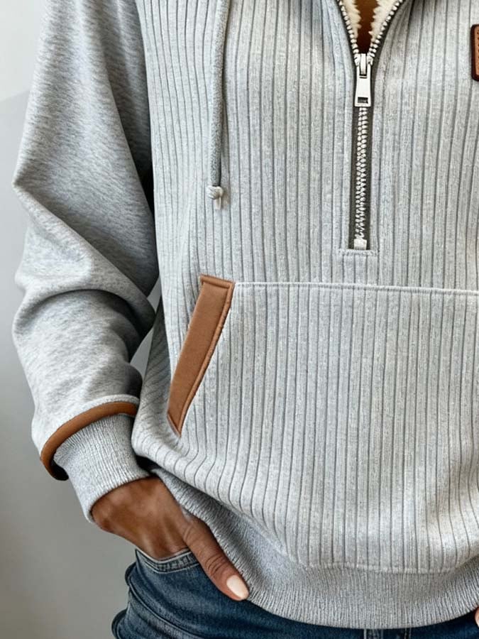 Women'S Casual Color Block Printed Hooded Sweatshirt
