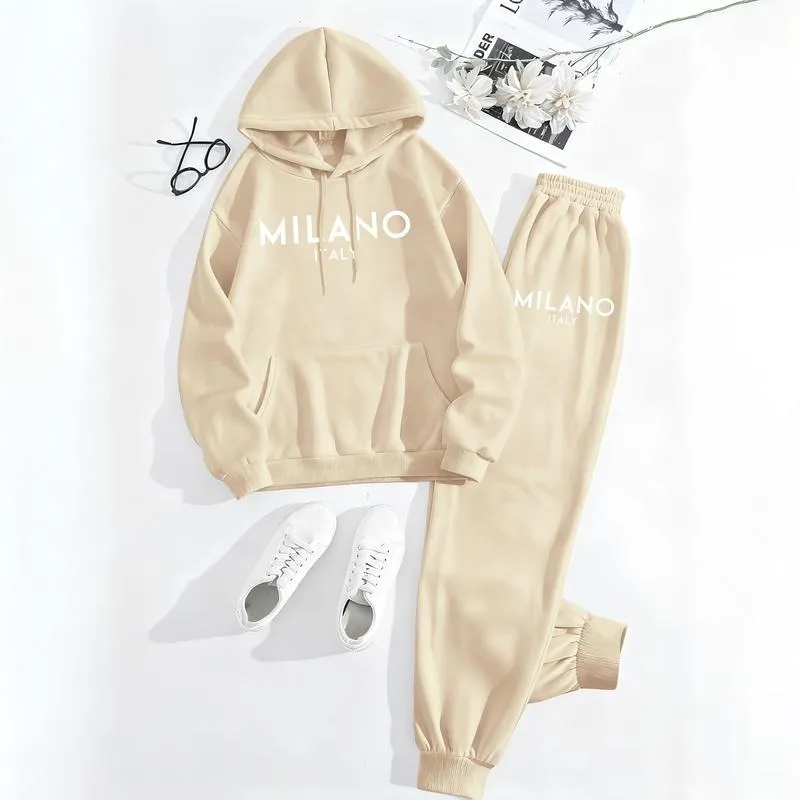Women's Milano prints City print hoodie and drawstring track pants set
