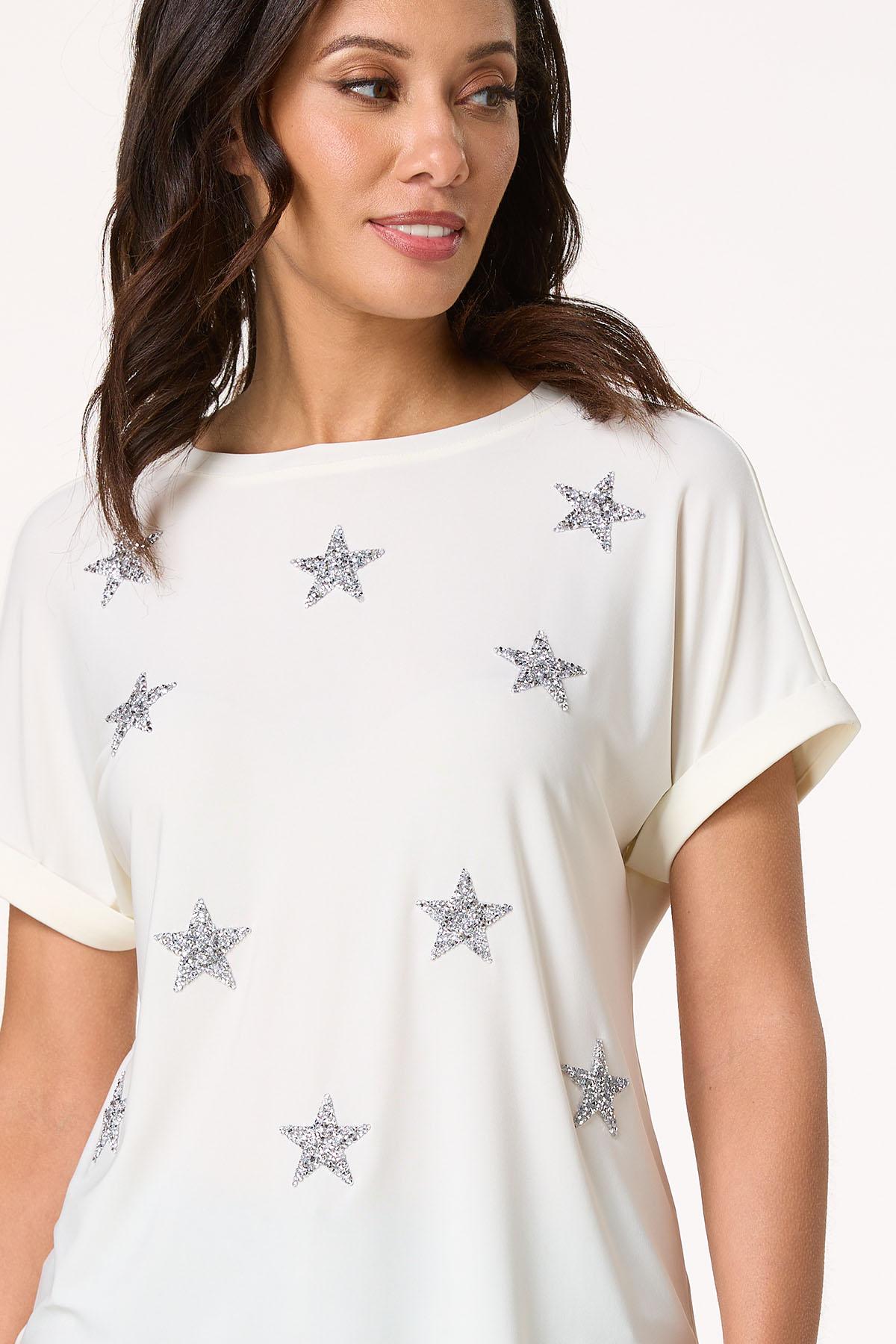 Silver Star Embellished Top